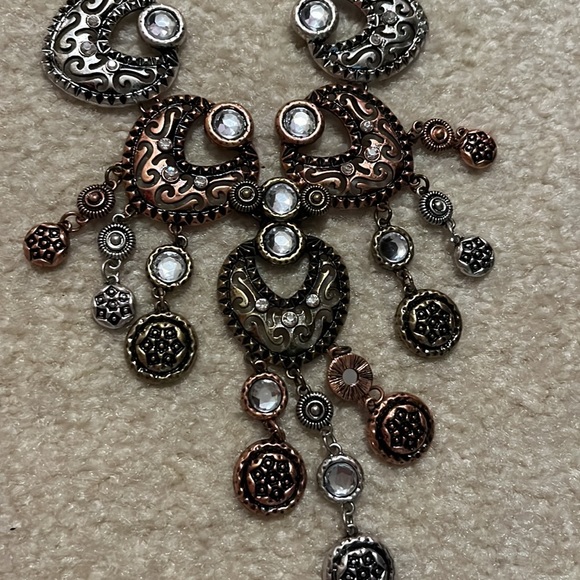 Long copper and silver costume necklace - Picture 3 of 3